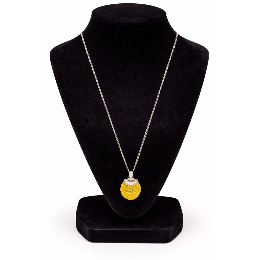 Vintage Lana Silver Tone Amber Acrylic Faceted Cut Mystical Potion Ball Necklace